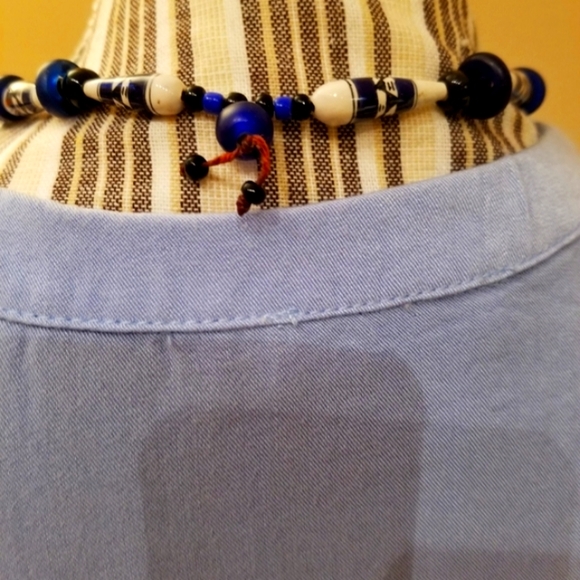 Chloe & Katie Light Blue Button Down V Top - Picture 6 of 8